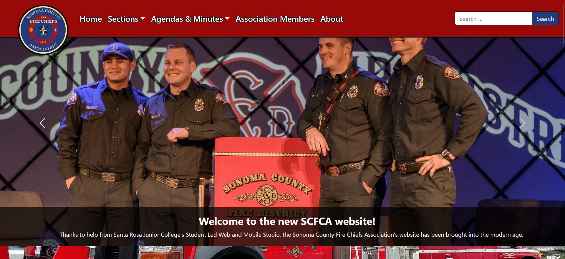 Front page of website